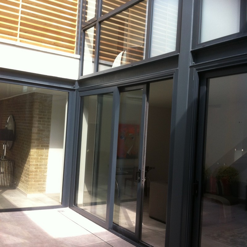 Anthracite aluminium sliding patio doors fitted in Merton
